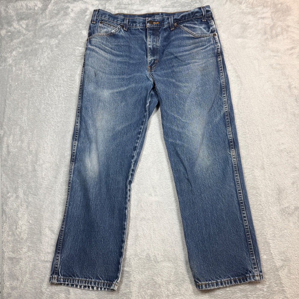 Vintage Dickies Jeans Men 36x27 (Fits 34x27) Blue Faded Distressed Denim 90s